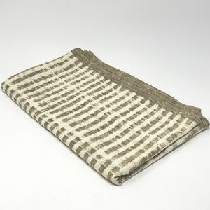 William Sonoma Painted Stripe Table Runner 16x108” Cotton Linen Beige Tan Brown